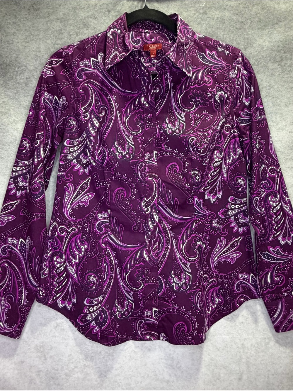 Talbots Haberdashery Purple Paisley Button-Down Shirt